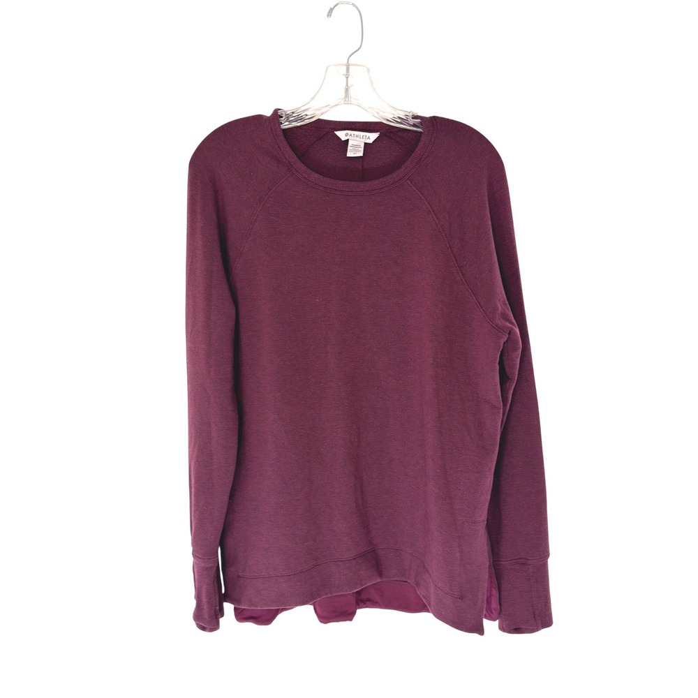 Athleta Sweatshirt Burgundy Fleece Lined Crewneck Casual Basic Athleisure Small